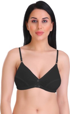 Featherline Non Padded Non Wired Regular Women's Front Open T-Shirt Bra Women T-Shirt Non Padded Bra(Black)