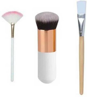 DATNASAYAD Fan Brush For Face Makeup Highlighter & Foundation Brush & Face Pack Brush Combo(Pack of 3)