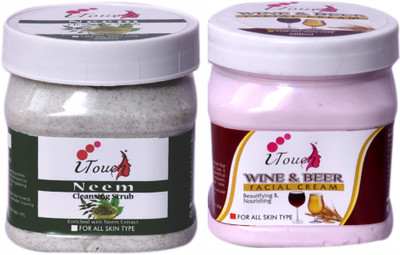I TOUCH HERBAL Neem Scrub 500 ml + Wine And Beer Cream 500 ml ( Pack Of 2 x 500 ml )(2 Items in the set)