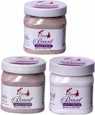 I TOUCH HERBAL Pearl Scrub 500 ml + Pack 500 ml + Cream 500 ml ( Pack Of 3 x 500 ml ) - Facial Kit(3 Items in the set)
