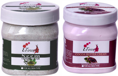 I TOUCH HERBAL Neem Scrub 500 ml + Cocoa Butter Cream 500 ml ( Pack Of 2 x 500 ml )(2 Items in the set)