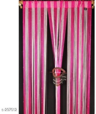 Daksha Fab 213 cm (7 ft) Polyester Transparent Door Curtain Single Curtain(Solid, Pink)