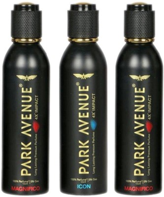 PARK AVENUE Icon -1 AND MAGNIFICO -2 PACK OF 3 Body Spray  -  For Men & Women(390 ml, Pack of 3)