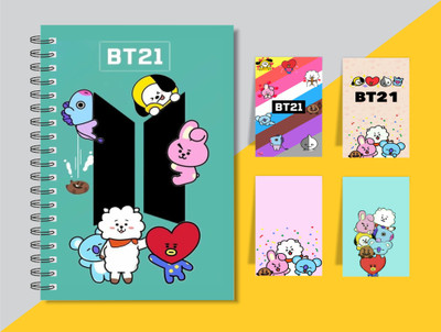 Macro BT21 COLLECTION A5 Diary RULED 160 Pages(Multicolor, Pack of 2)