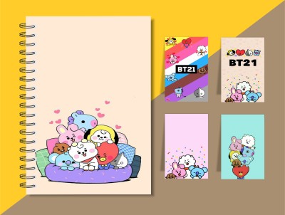 Macro BT21 COLLECTION A5 Diary RULED 160 Pages(Multicolor, Pack of 2)