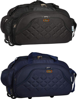 Inte Enterprises (Expandable) Combo Blue and Black Duffel bag Duffel With Wheels (Strolley)