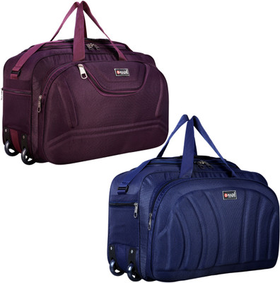 Dmade (Expandable) Combo light weight Waterproof premium quality travel duffel bag with two wheels pack of two luggage bag strolley bag Travel Duffel Bag Duffel With Wheels (Strolley)