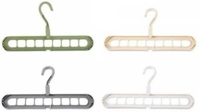 Taashi 360 Degrees Rotatable Hook, Anti-Skid Plastic 9-Holes Design Closet Multi Functional Wardrobe Space Saver Folding Smart Hangers Set Plastic Pack of 4 Hangers (Multicolor) Plastic Shirt Pack of 4 Hangers For  Shirt(Multicolor)