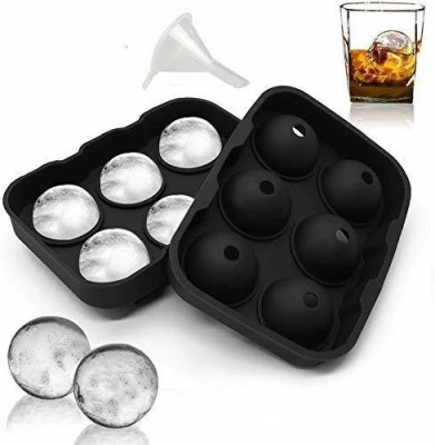 PAVITYAKSH 0 L Silicone 6 Round Ball Ice Cube Tray Maker Mold Ice Bucket(Black)