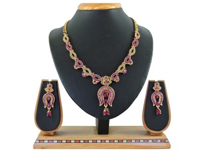 VATSALYA creation Alloy Gold-plated Pink, Gold Jewellery Set(Pack of 1)