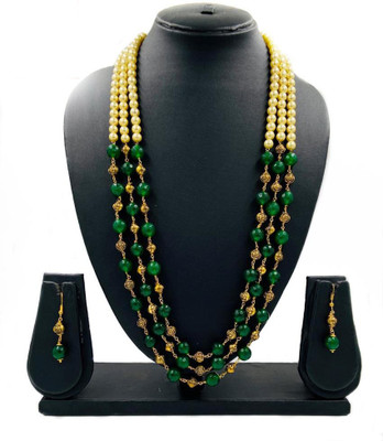 Aamrapali Silver Gems Stone, Alloy Gold-plated Gold, Green Jewellery Set(Pack of 1)