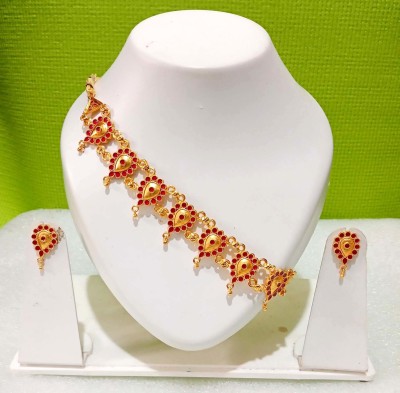 balaji gold Copper Gold-plated Red, Gold Jewellery Set(Pack of 1)