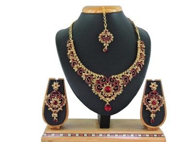 VATSALYA creation Alloy Gold-plated Maroon, Gold, Black Jewellery Set(Pack of 1)