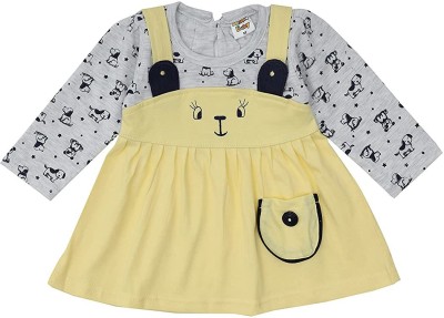 NammaBaby Indi Baby Girls Mini/Short Casual Dress(Yellow, Full Sleeve)