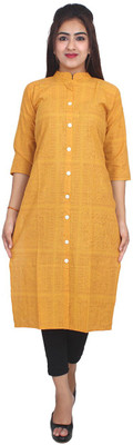 Tinge Of Spice Women Printed Straight Kurta(Yellow)