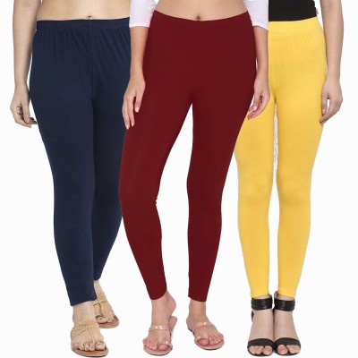 Swastik Stuffs Ankle Length  Western Wear Legging(Dark Blue, Maroon, Yellow, Solid)