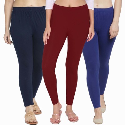 Swastik Stuffs Ankle Length  Western Wear Legging(Dark Blue, Maroon, Blue, Solid)