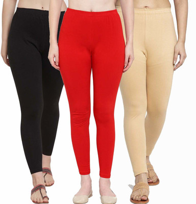 Swastik Stuffs Ankle Length  Western Wear Legging(Black, Red, Beige, Solid)