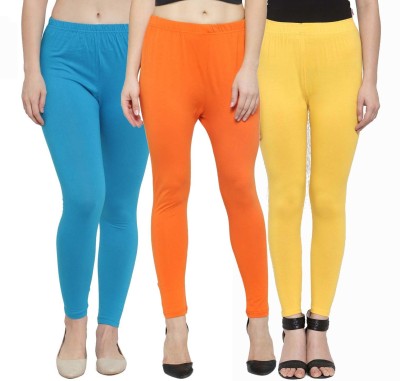 Swastik Stuffs Ankle Length  Western Wear Legging(Light Blue, Orange, Yellow, Solid)