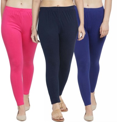 Swastik Stuffs Ankle Length  Western Wear Legging(Pink, Dark Blue, Blue, Solid)