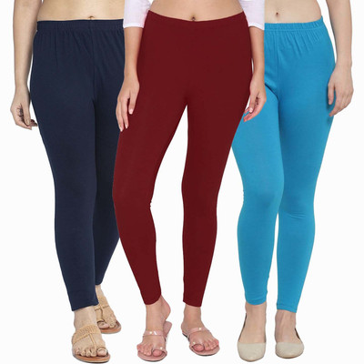 Swastik Stuffs Ankle Length  Western Wear Legging(Dark Blue, Maroon, Light Blue, Solid)