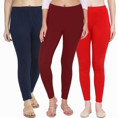 Swastik Stuffs Ankle Length  Western Wear Legging(Dark Blue, Maroon, Red, Solid)