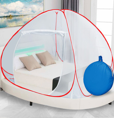 CASA FURNISHING Polyester Adults MN-P-Q-D-RED Mosquito Net(Red, Tent)