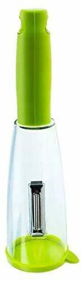 PARTH ENTERPRISE Vegetable Peeler with Container, Fruit Peeler with Container, Smart Stainless Steel Peeler with ABS Container (Pack of 1, Color: Green) Vegetable & Fruit Chopper(1)