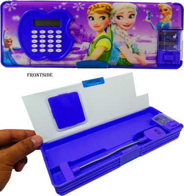 poksi Anna Elsa Multipurpose Pencil Box with lamp, Calculator & Dual sharpner - Frozen Art Plastic Pencil Box(Set of 1, Purple)