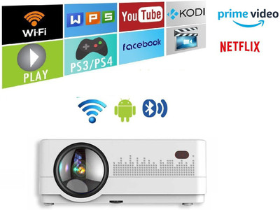 IBS ANDROID 9.0 YOUTUBE NETFLIX HD LED 3D Projector 5000 Lumens, HDMI USB VGA AV, 1280*720P (3500 lm / Wireless / Remote Controller) Portable Projector(White)