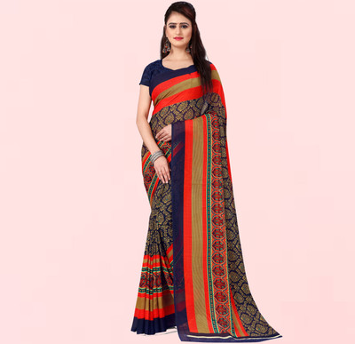 Anand Sarees Printed, Paisley Bollywood Georgette Saree(Blue, Orange)
