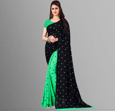 Anand Sarees Printed Bollywood Georgette Saree(Green, Black)