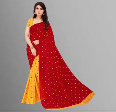 kashvi sarees Printed Daily Wear Georgette Saree(Red)