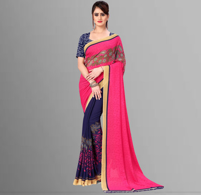 Anand Sarees Printed, Paisley Daily Wear Georgette Saree(Blue, Pink)