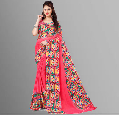 kashvi sarees Printed Daily Wear Georgette Saree(Pink)