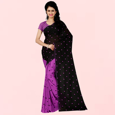 Anand Sarees Printed Bollywood Georgette Saree(Purple, Black)