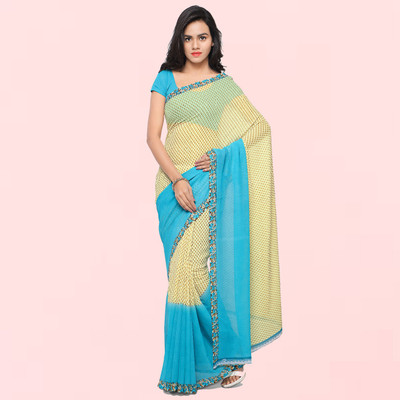 kashvi sarees Printed Bollywood Georgette Saree(Cream)