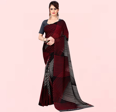 Anand Sarees Printed Bollywood Georgette Saree(Red, Black)