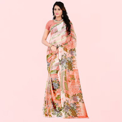 Anand Sarees Printed Bollywood Georgette Saree(Pink)