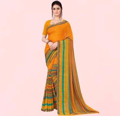Anand Sarees Paisley, Striped, Floral Print Daily Wear Georgette Saree(Yellow)