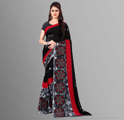 Anand Sarees Printed Daily Wear Georgette Saree(Black)