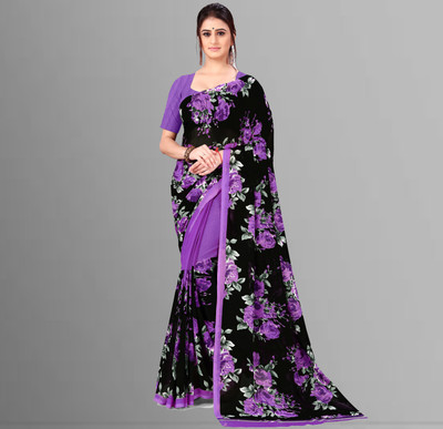 Anand Sarees Printed Daily Wear Georgette Saree(Black)