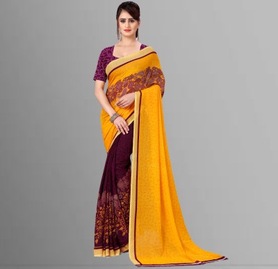 Anand Sarees Printed, Paisley Bollywood Georgette Saree(Yellow)