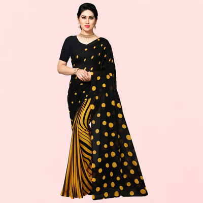 kashvi sarees Printed Daily Wear Georgette Saree(Black)