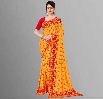 Anand Sarees Printed Bollywood Georgette Saree(Yellow)