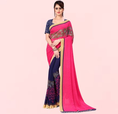 Anand Sarees Printed Bollywood Georgette Saree(Blue, Pink)