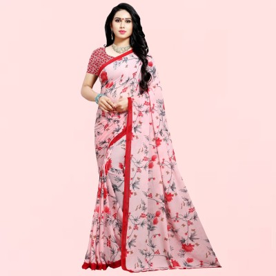 kashvi sarees Printed Daily Wear Georgette Saree(Pink)