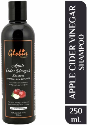 Globus Naturals Apple Cider Vinegar Shampoo For Brilliant Shine & Silky finish Enriched with Aloe vera, Nutgrass & Lemongrass |Promotes hair growth|Maintains scalp ph|No Parabens| No Sulphate|(250 ml)