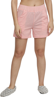 NUEVOSDAMAS Striped Women Orange Night Shorts