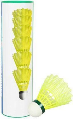 KNK SMART ACE 350 TOP Nylon Shuttlecock Nylon Shuttle  - Yellow(Fast, 79, Pack of 6)